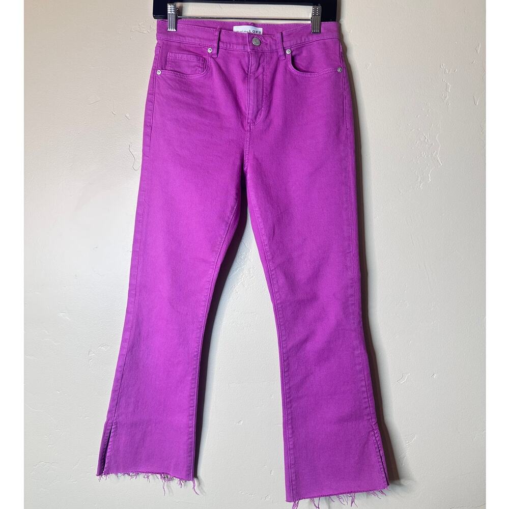 LOFT The Kick Crop Curvy Vent Hem High Rise Jeans in Sugar Plum PINK 25/0 - Picture 2 of 7